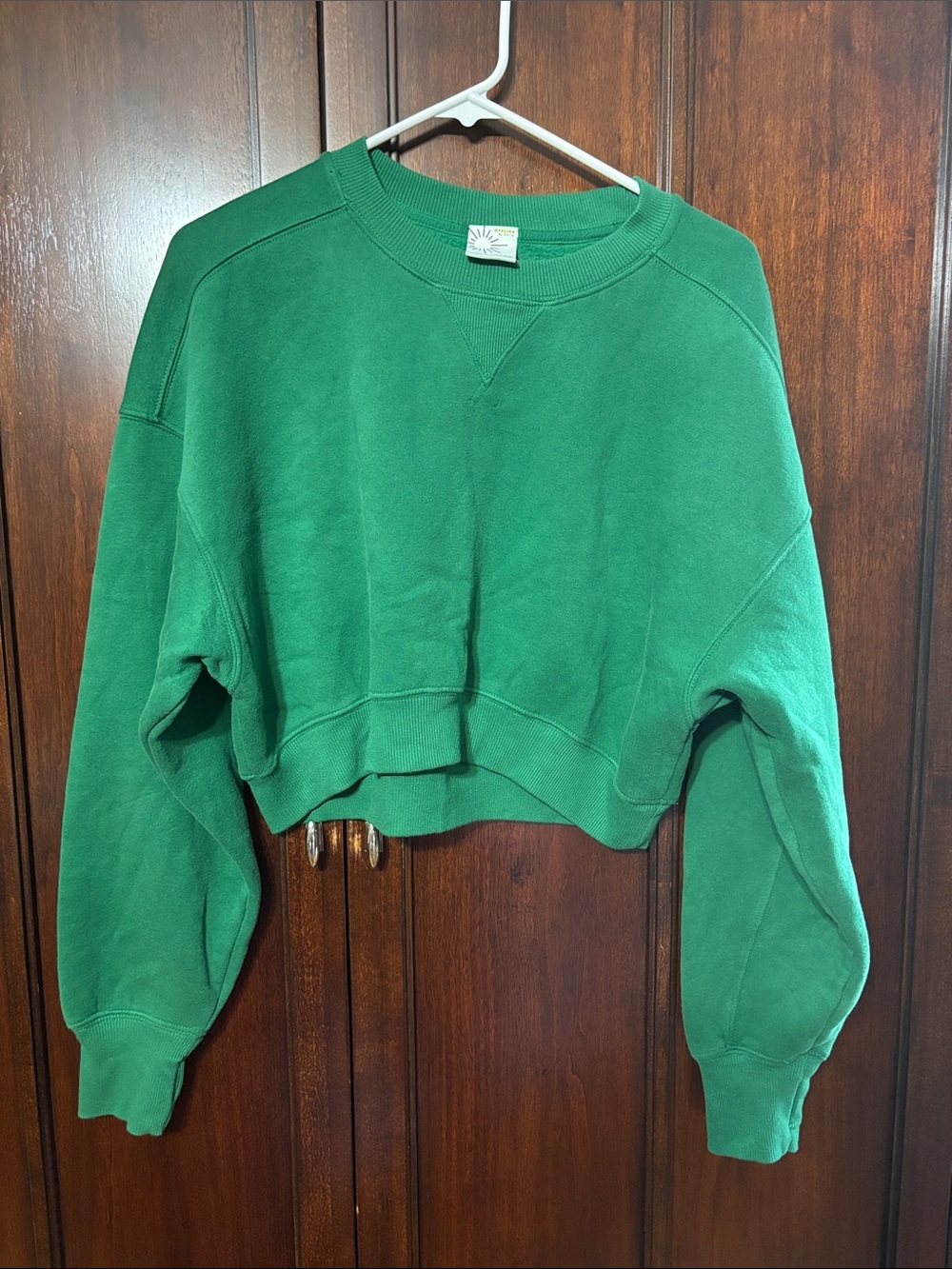 Women's Cropped Crewneck Sweatshirt in Kelly Green - Aerie NWOT